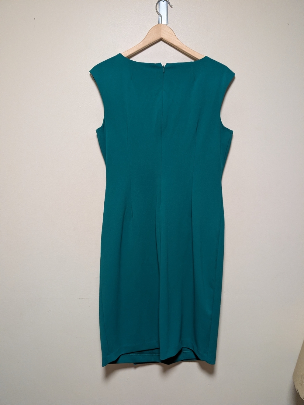 Calvin Klein Sheath Dress Green Size 12 Ruched Midi Career - Picture 5 of 7